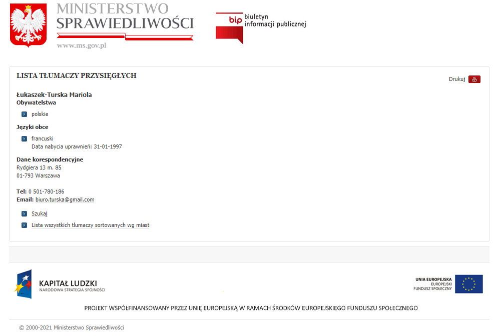Wpis na listę tłumaczy przysięgłych